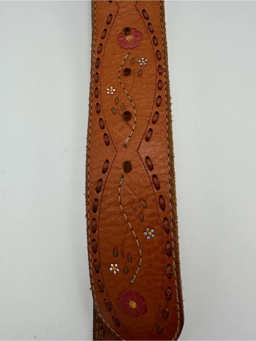 Vintage Fossil Painted Floral Boho Belt Size Small